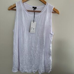 NWT Shana Crinkle White Sleeveless Top size large